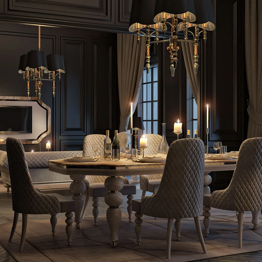 Italian Style Modern Dining Table Set Marble Table Top Stainless Steel Luxury Dining Room Furniture
