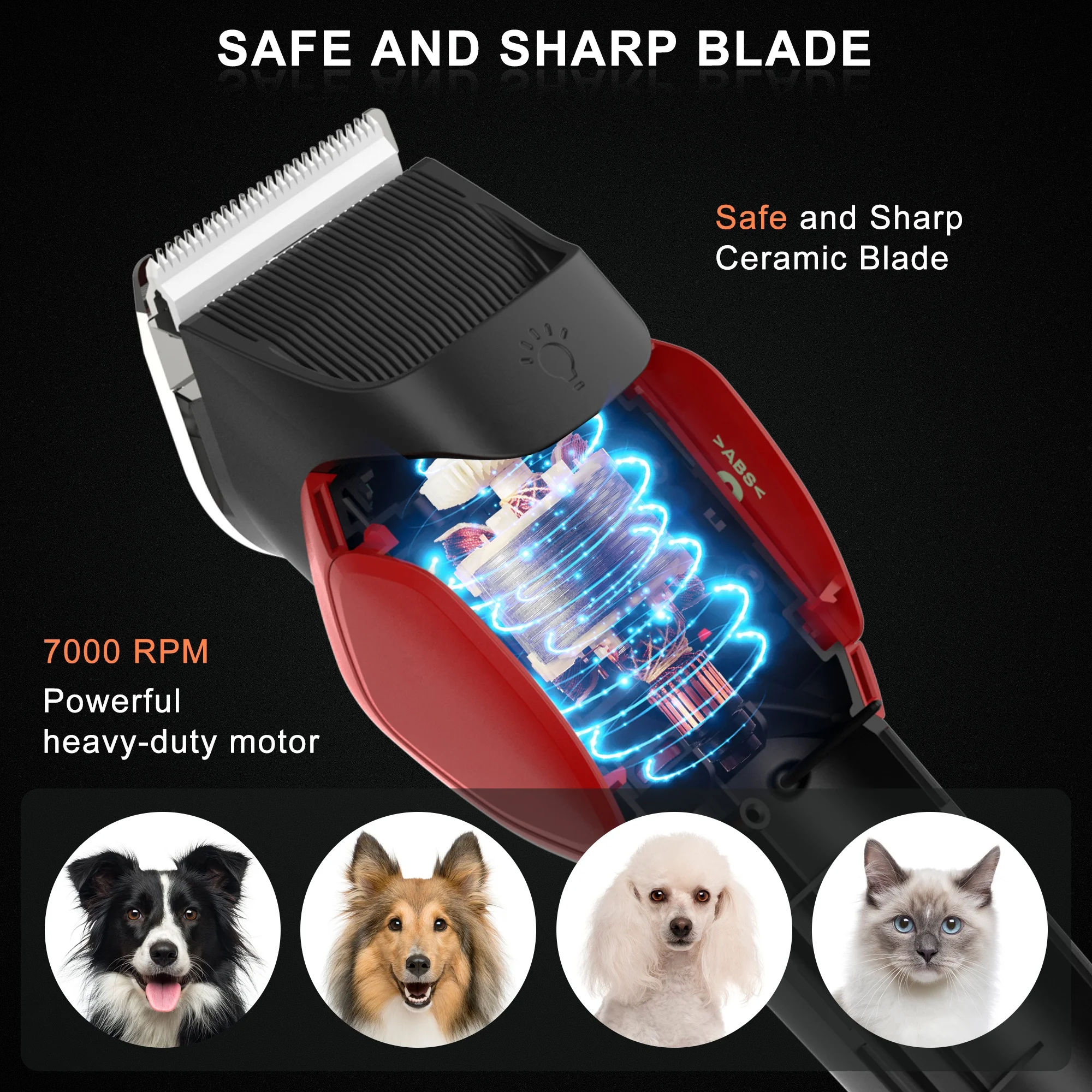 Low Noise LED Pet Hair Trimmer Powerful Electric Dog Clippers Pet Shaver