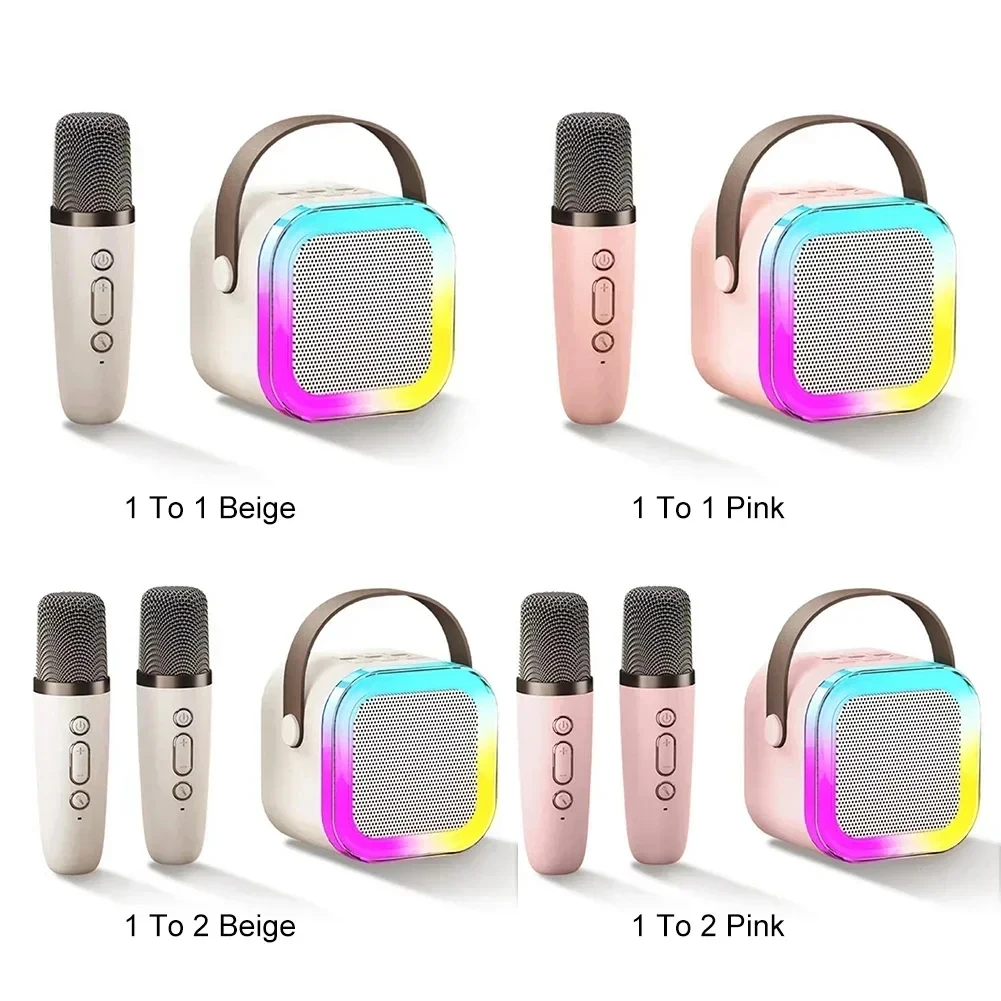 K12 High Quality Mini Karaoke Party Speaker for Blue Tooth Machine Player for Outdoor Parties with RGB Microphone for Kids