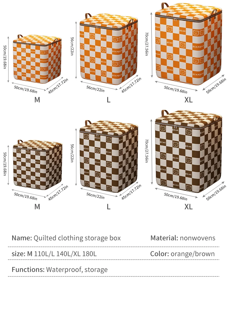 Top Quality Quilt Non-woven Storage Bag Foldable Clothes Organizing Bag Large Moving Packing Bag