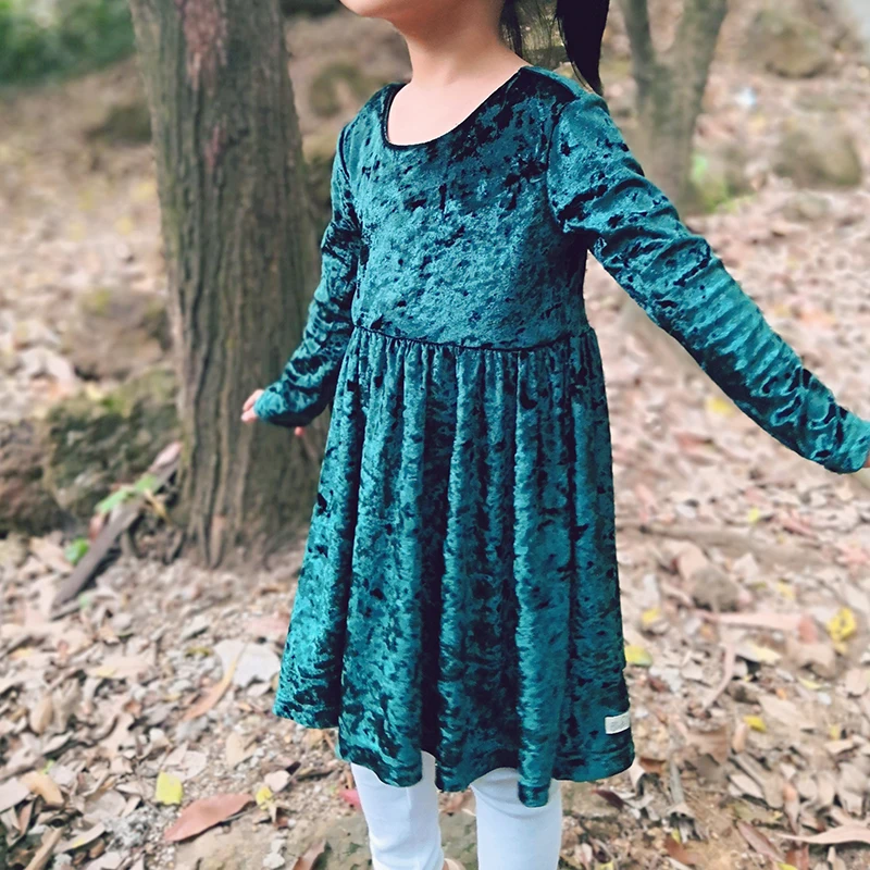 slim fit dress slacks Forest Green Velvet With Gold Dot Girls Twirl Dress – Rem and Em