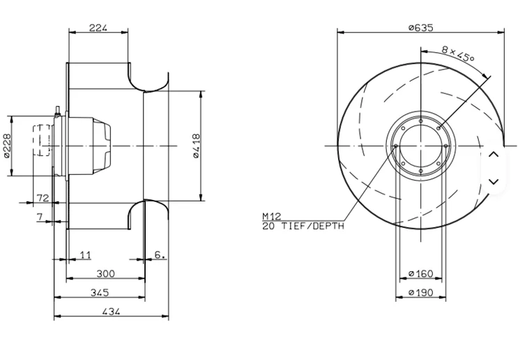 Centrifugal Fan, 630mm, ZIEHL-ABEGG, RH63M-6DK.6N.1R, 230V - detail 10