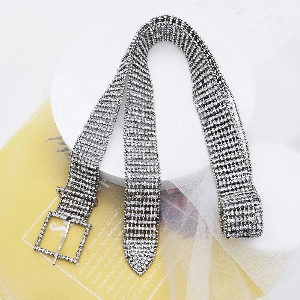 Rhinestone Square Buckle Belt - Perfect for Wedding Banquet display picture 2