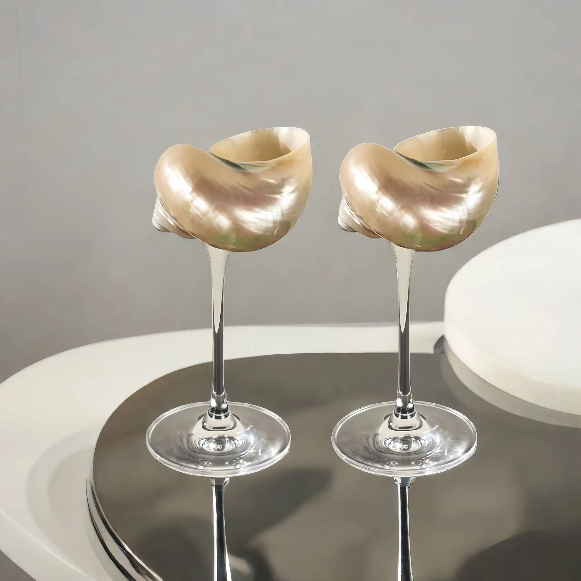 Seashell Cup Conch Shell Wine Glass Martini Glasses Goblet Cocktail Glass Drinkware Drinking Stemware for Birthday Wedding Beach