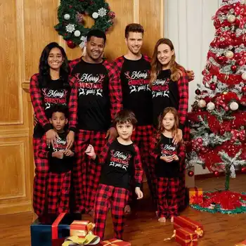 New Family Christmas Matching Pajamas Set Xmas Adults Kids Baby Pyjamas Elk Deer Family Matching Outfits Family Sleepwear