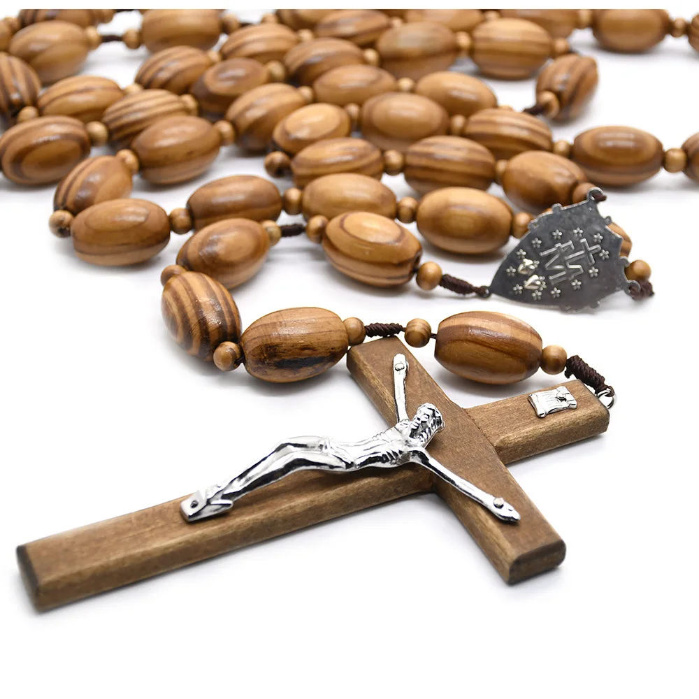 Large Wooden Beads Hanging Wall Rosary Large Decorative Religious 