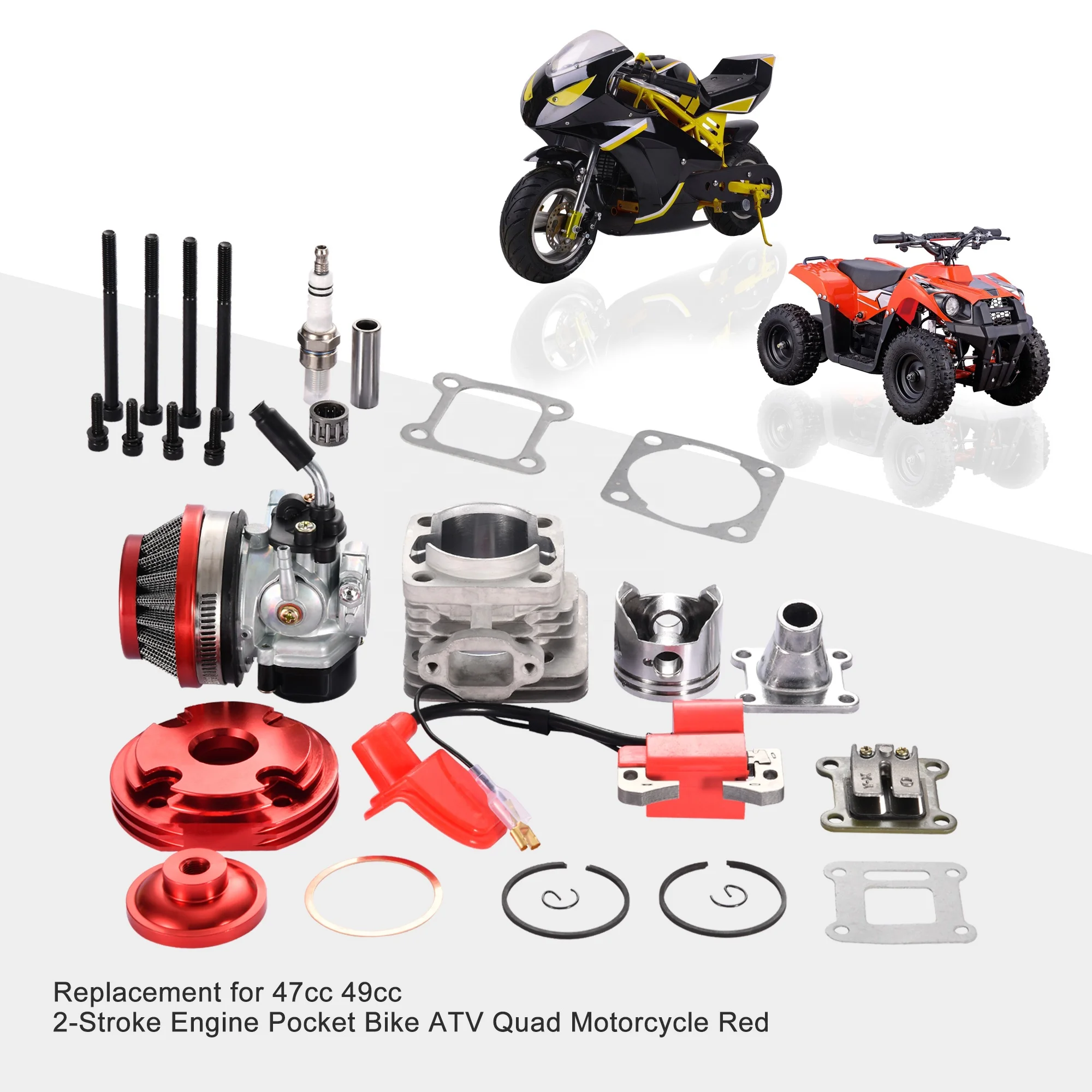 Base De Filtre à Air En Aluminium Rouge Pour Pocket Bike 2 Temps 49cc / 47cc - Pièce De Rechange