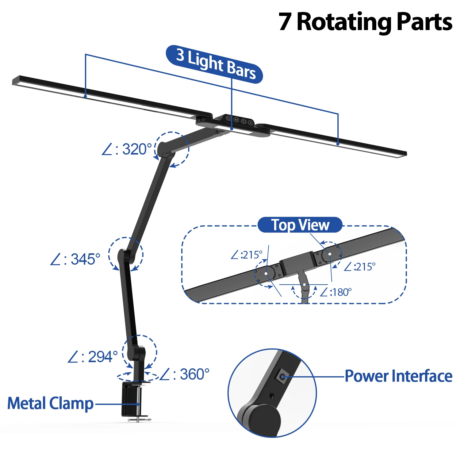 Funderled  Desk Light Table Lamp for Home Office 24W Transformable LED Desk Lamp with Swing Arm
