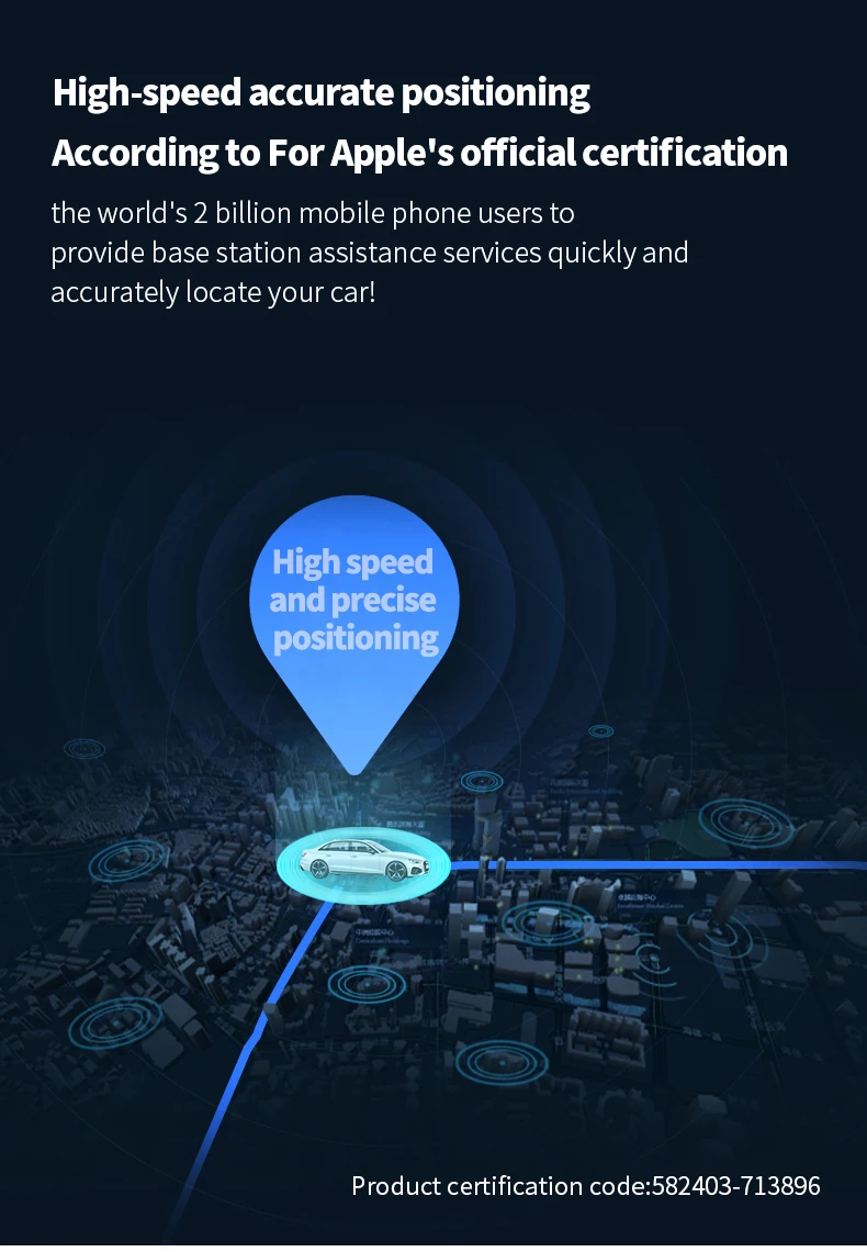 MFi Made iOS GPS Locator Wireless Car Charger PD 20W USB Type-c Anti-Loss Dashboard Dashboard for Apple Find My App 1-Year