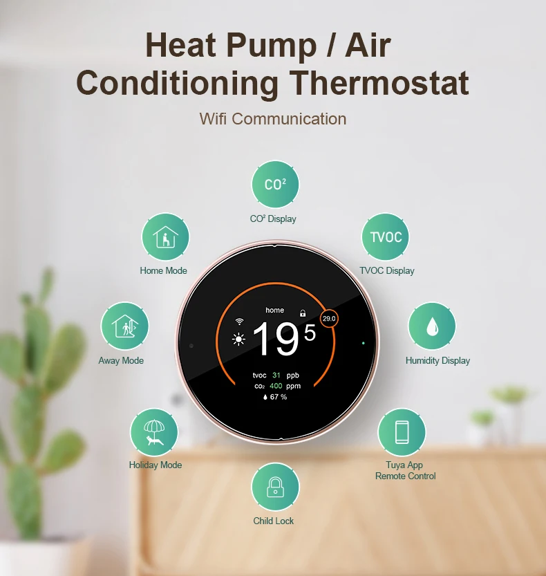 Bandary 24V multi-stage cool heat Smart Thermostat WIFI home heat pump Controller for Heat Pump System Air Conditioner