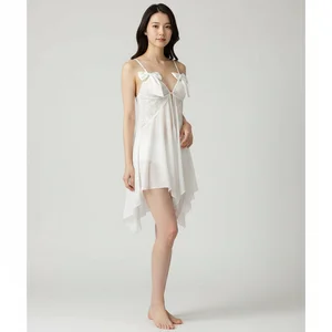 ODM Custom Sexy Women Soft Woven Breathable Summer Fashion Satin Lace Nightdress
