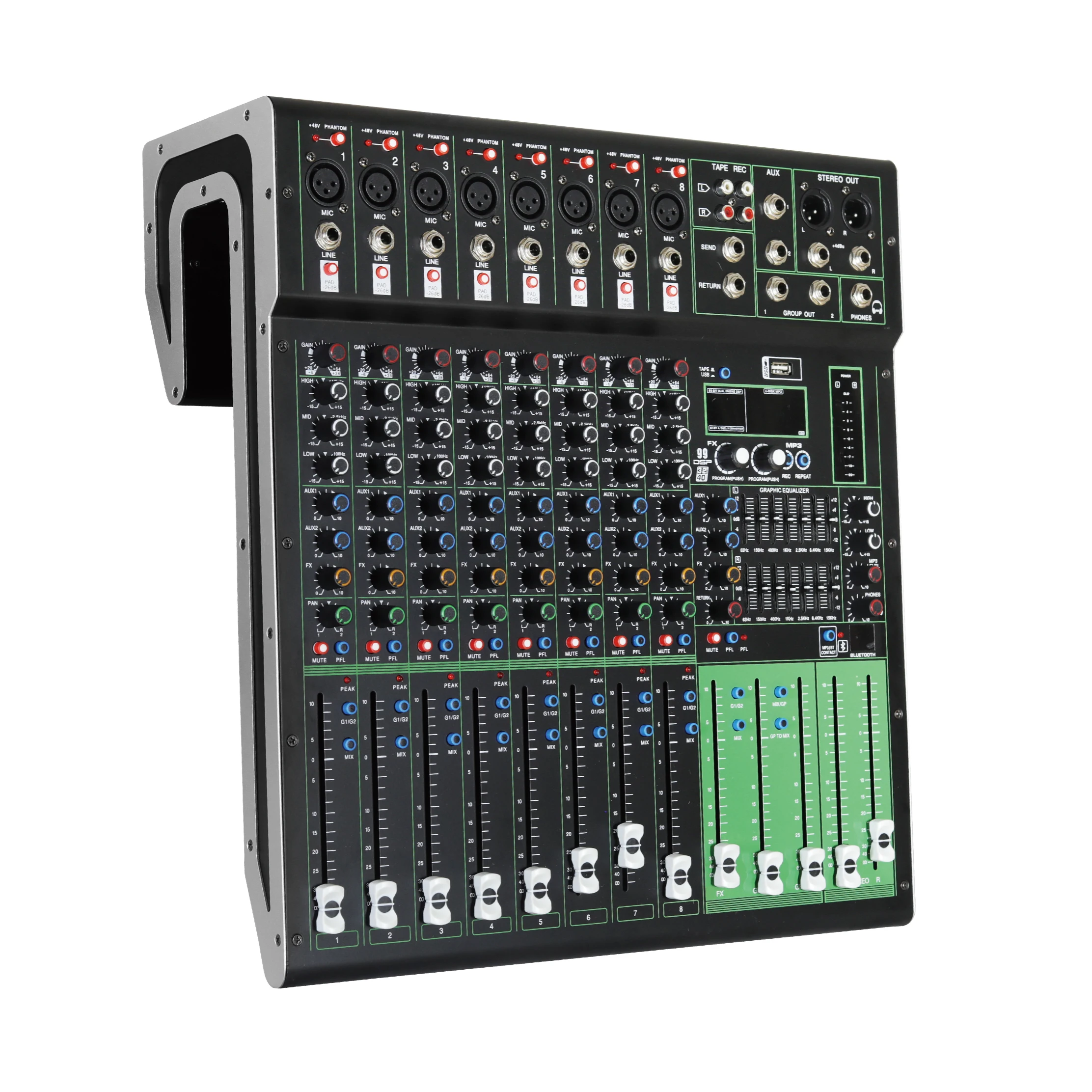 Accuracy Pro Audio MX8DSP 8-Channel DJ Mixer with 48V Phantom