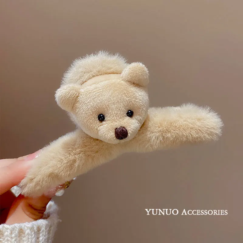 CHUNLUNG/ CHL-STORE Cute Knitted Plush Hair Ring - Soft Girl Hair Accessories Beige Bear Ears