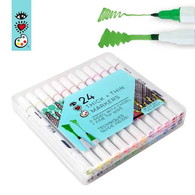 iHeart Art 12 Thick & Thin Markers, Chisel & Fine Tip