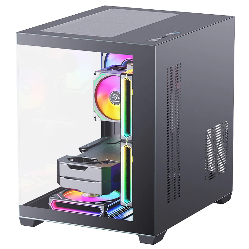 SNOWMAN 049 Mid Tower Gaming PC Case ATX Form Tempered Glass Air Flow Liquid Cooler Supp aperçu 2