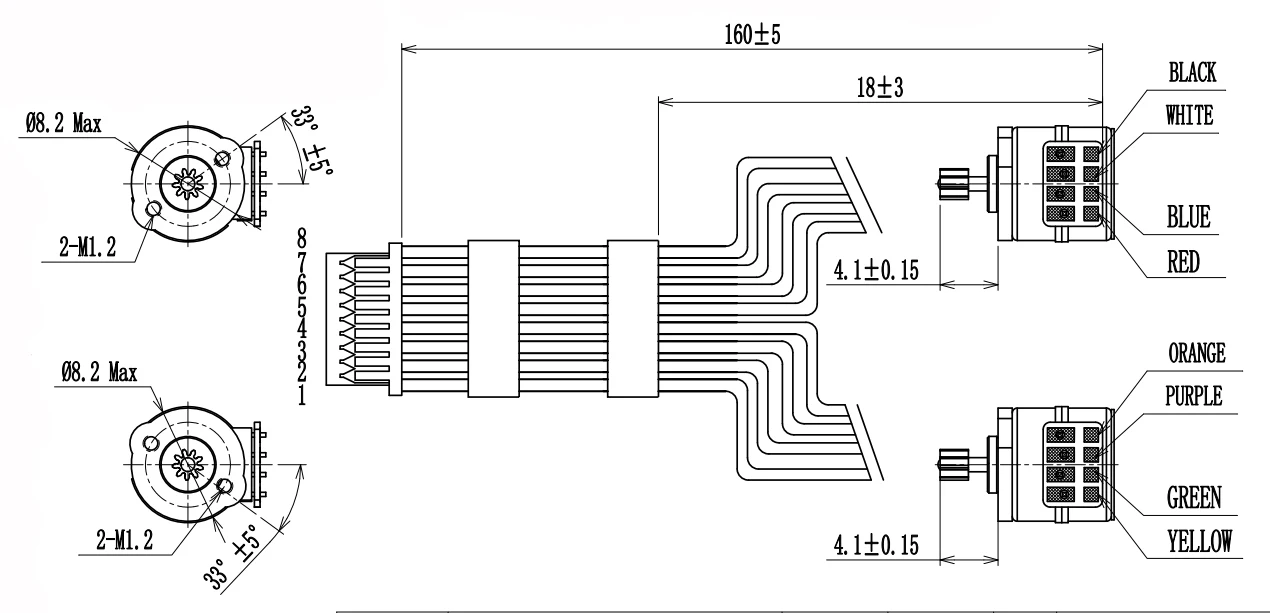 8mm Diameter 2-phase 4-wire Micro Stepper Motor with 385mA Current and 18 Degree Step Angle for Precision Applications