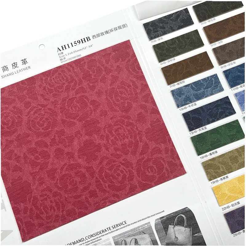 Embossed  Flower  Synthetic Vinyl Semi Pu Leather Fabric Flower Faux Leather for Handbag and Upholstery