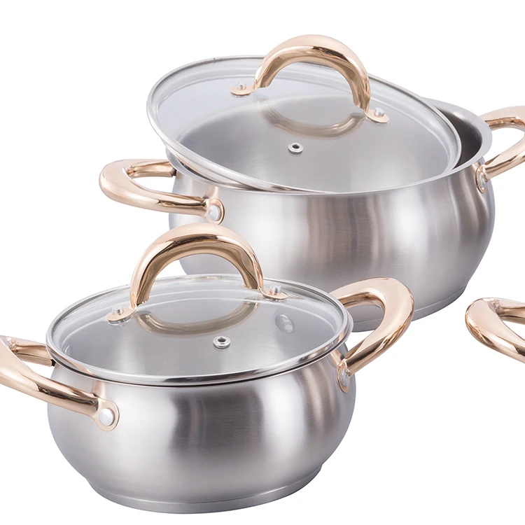 High Quality Housewares 10Pcs Durable Non Stick Pots Sets Kitchen Stainless Steel Cookware Sets factory