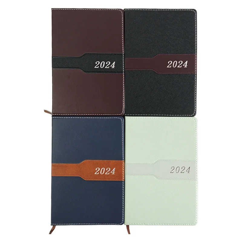 Custom Design PU leather 2024 Agenda Calendar Journal Diary Custom Pu Leather A5 Hardcover Daily Weekly Monthly Planner Notebook