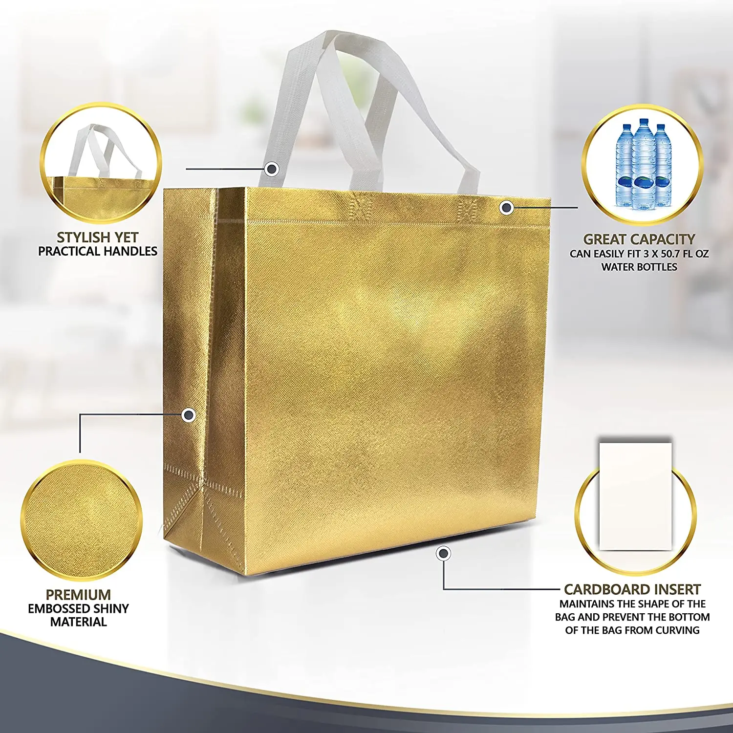 Glossy Reusable Grocery Shopping Non-woven Tote Bag Foldable Eco pp Non Woven Bag for Birthday Party Wedding manufacture
