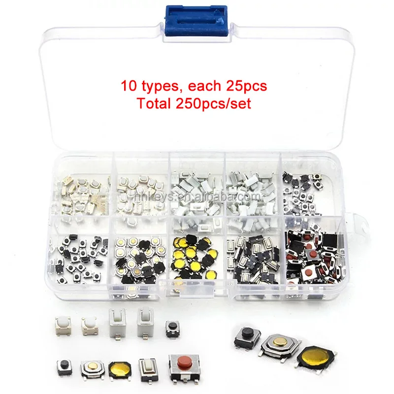 250pcs Tactile Push Button Switch Set For Car Remote Control Keys Repair Button Touch