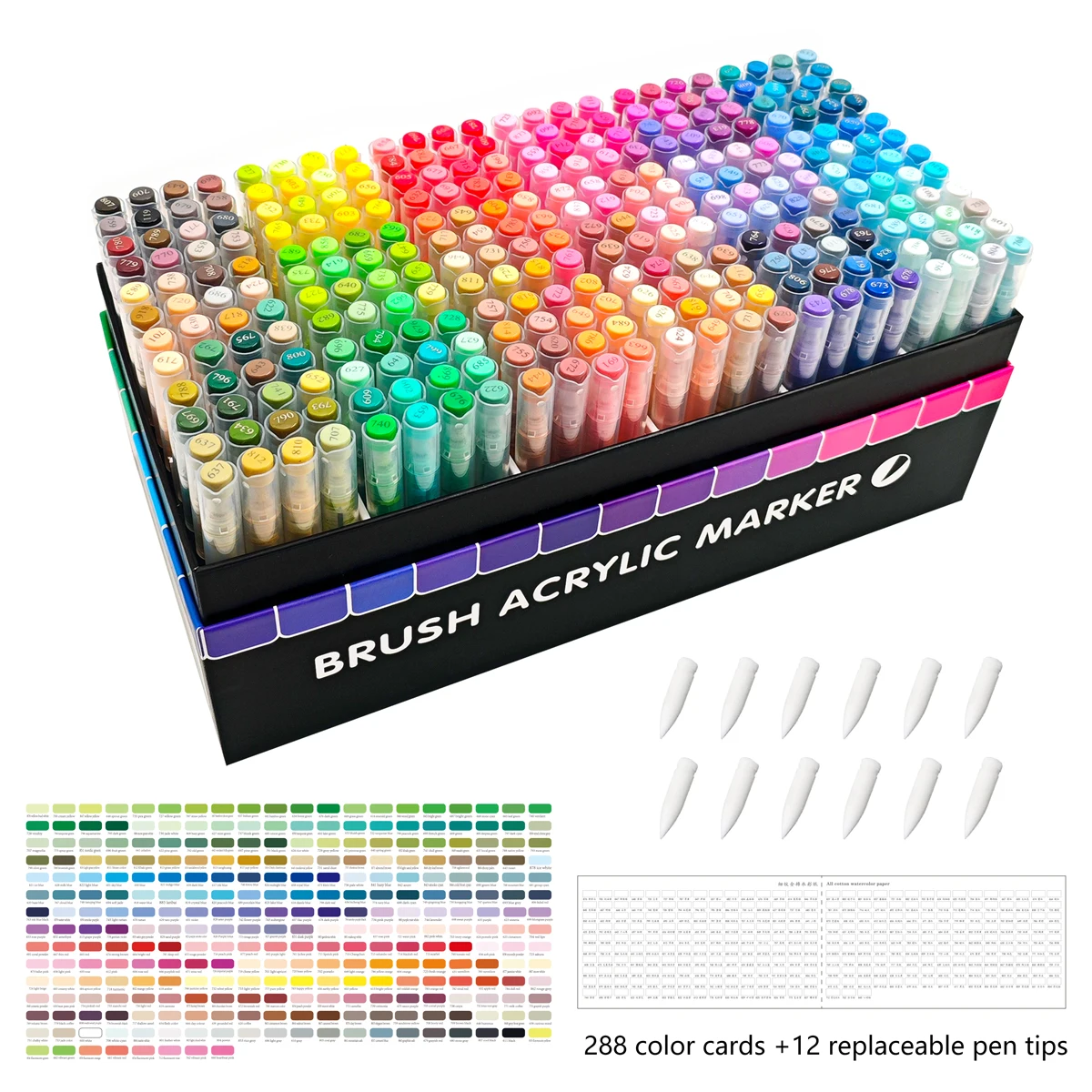 Guangna 288 Color Acrylic Marker Set - Permanent Paint Marker Pens