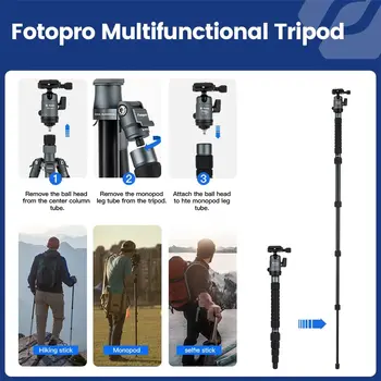 Fotopro Tripod for Camera Camcorder Compact Travel Tripod Stand Aluminum Tripod and Monopod for DSLR Camera detail image