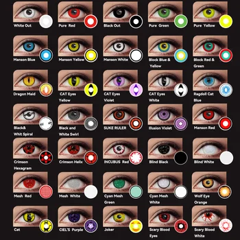 Lalens Wholesale Cosplay Contact Lenses Anime Role Playing Attractive Colorful Multicolored Eye Pupil Power -1.00 to -8.00
