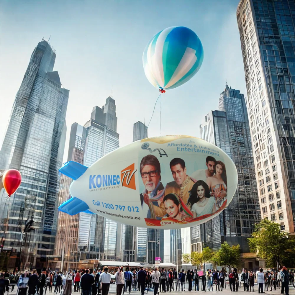 Digital Printing PVC Business Advertising Balloon 5m Inflatable Helium Airship with LOGO Print air Blimp for Promotion Show