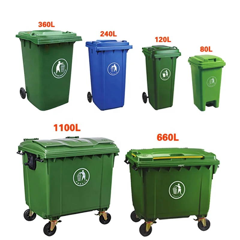 IMJ-Global Bidone Per Rifiuti Da 240 Litri Con Ruote | Verde | PN-EN 840 | Aggancio Per Prelievo Meccanico | Per Esterno E Giardino