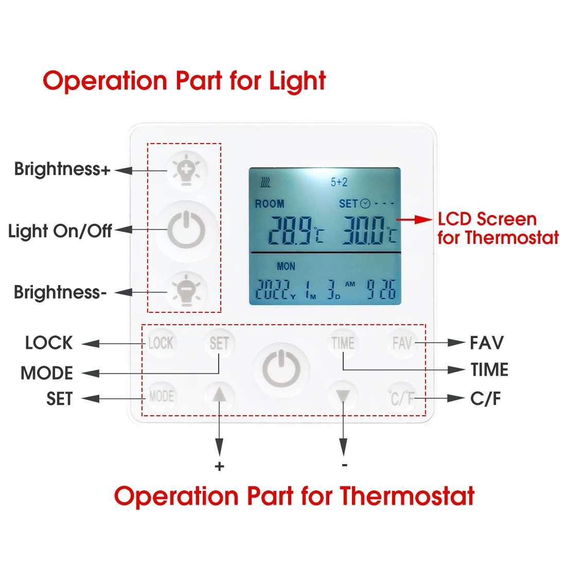 Ceiling Infrared Heating Panel Remote Control Roof Heater With LED Light