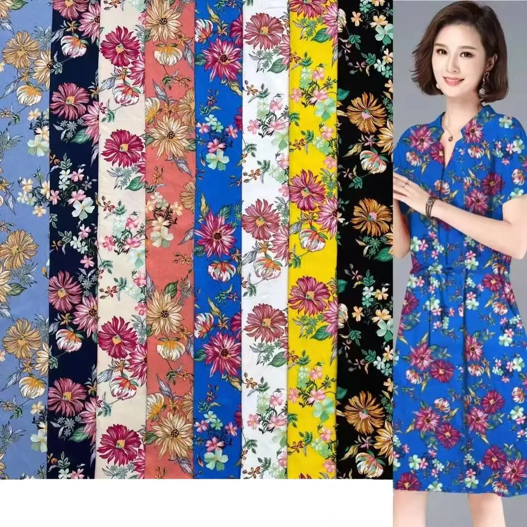Fast Delivery 100% Viscose Rayon Digital Printed Floral Fabric for Nighty Dress Skirts Sleepwear Costumes Shirts