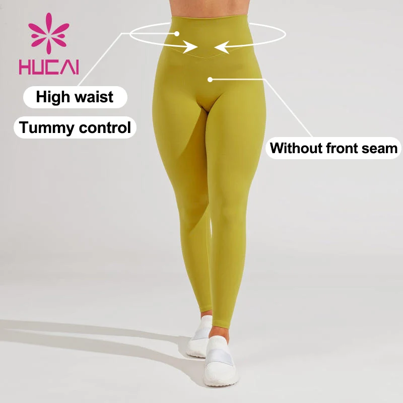 HUCAI Custom Polyester Spandex Fitness High Waist Butt Lift V