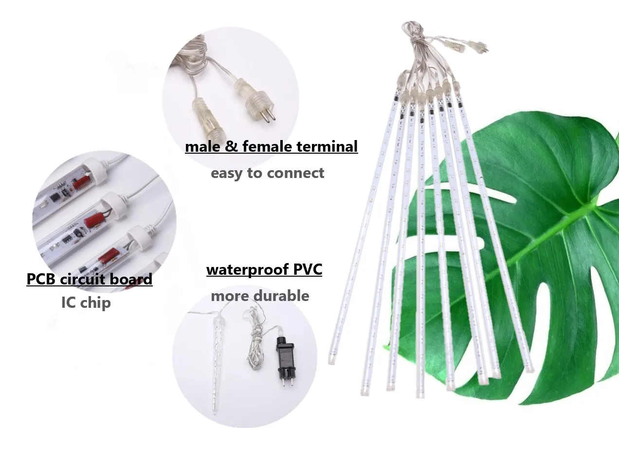 Holiday Lighting Christmas Rain Meteor Led Lamp 80cm Solar Meteor