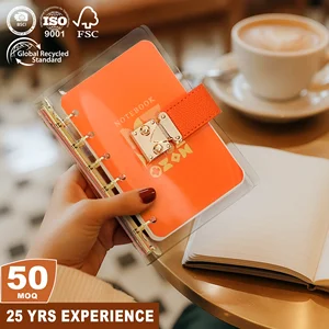 Low Price A5 A6 A7 TPU Transparent Refillable 6 Rings Custom Logo Eco-Friendly Diary Office Gift Pu Leather Loose Leaf Notebooks