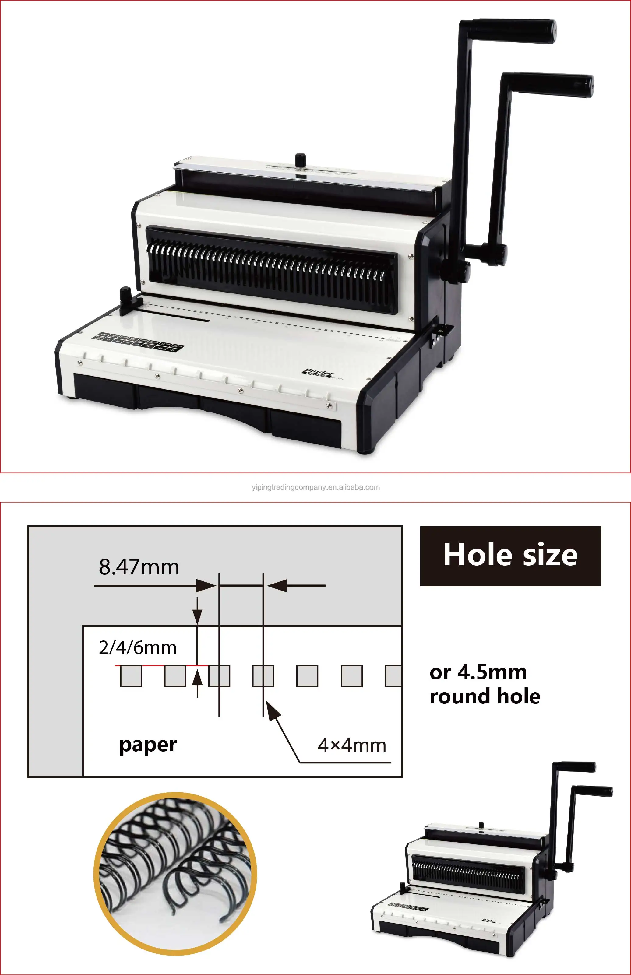 T930 Manual Double Loop Wire Binding Machine Office Double Wire Binding