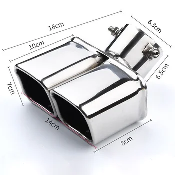 Square Mouth Double-row Car Tail Throat Thickened Stainless Steel Exhaust Pipe Tail Throat Double Pipe