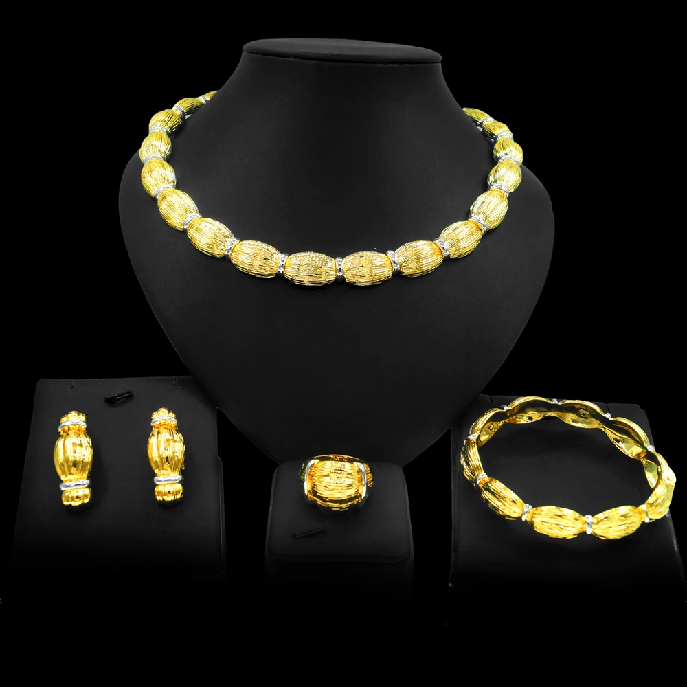 Latest Design Wedding Jewelry Set African Fashion Jewelry Sets Copper Alloy Jewellery Set With