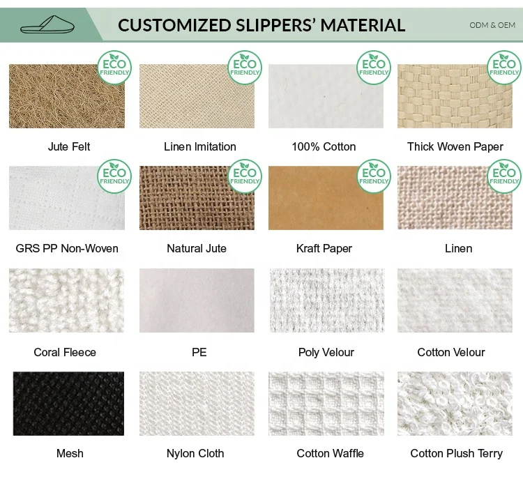 Eco Friendly Biodegradable 100% Woven Paper Custom Luxury Disposable Spa Hotel Slippers for Guests