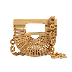 Bamboo beach bag Bamboo bracelet handbag Instagram popular hand-work woven bag