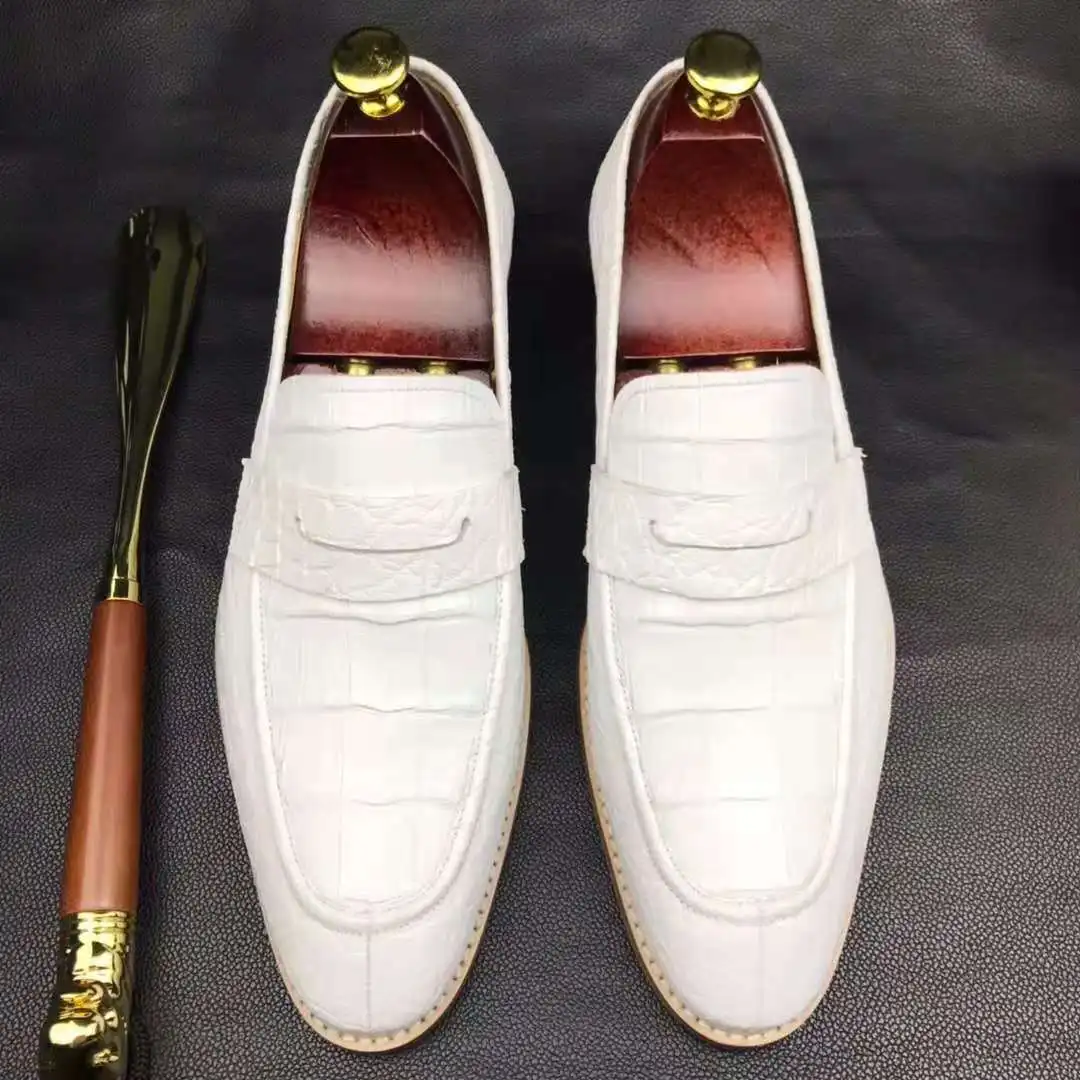 Source Fashion white genuine crocodile leather Men's Dress shoes loafer  high end handmade custom wedding shoes men on m.