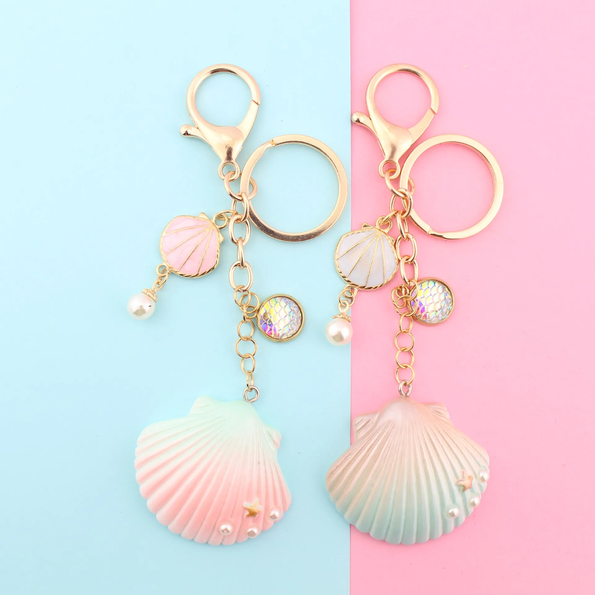 New Sea Creative Style Starfish Pearl Shell Keychain Keyring Resin Pendant  Keychain For Women Gift Decoration Pearl Keychains - Buy Resin Pendant