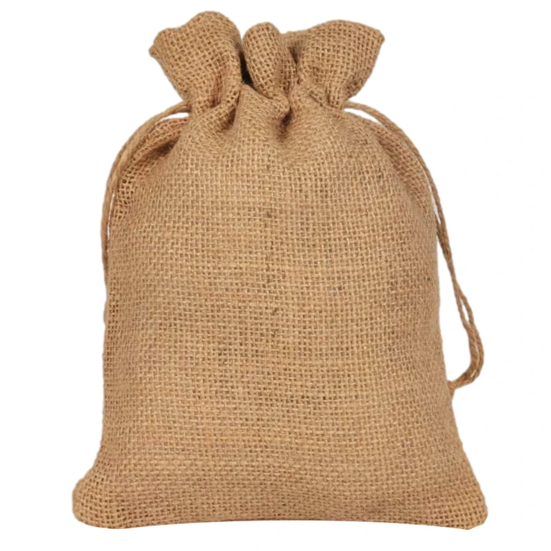 Wholesale Small Hemp Drawstring Bags Natural Burlap Gift Drawstring Pouch Jute Storage Pouch