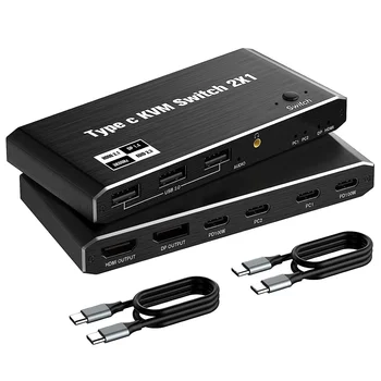 SY 2 Port KVM Switch Kit HDMI 4K60Hz With EDID Audio Out Support 2 PCs 1 Monitor Auto Scanning Video Switcher