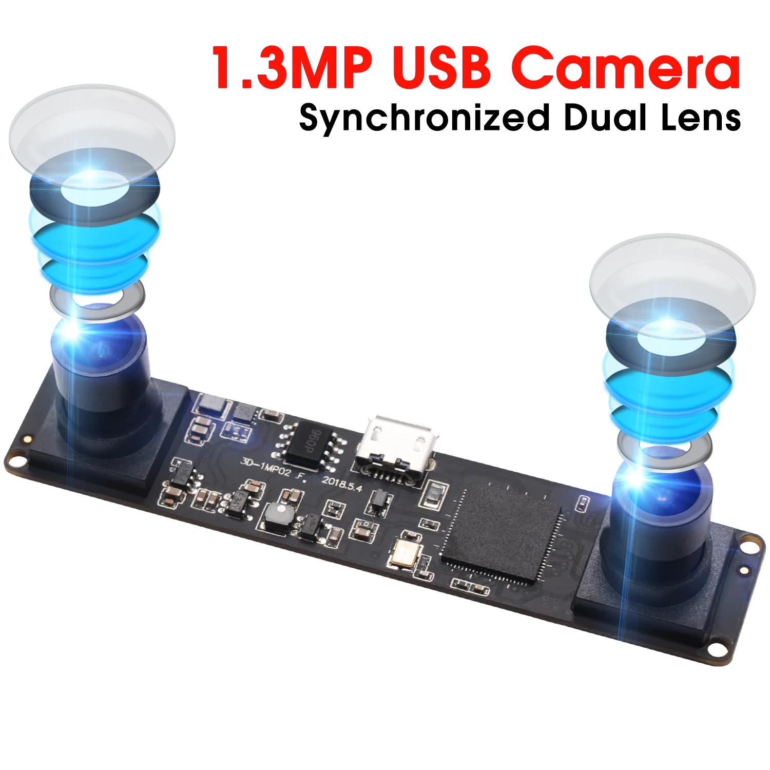 ELP OEM Dual Lens Synchronous 1.3MP OV9715 MJPEG 60fps Machine Vision People Counting HD Video Camera for Robot ,VR