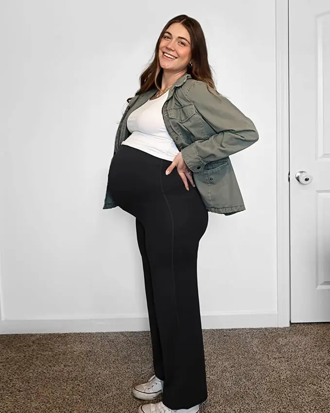 Pregnant Woman's Summer Lightweight Wide-leg Pants with Built-in Support for the Abdomen aperçu 3