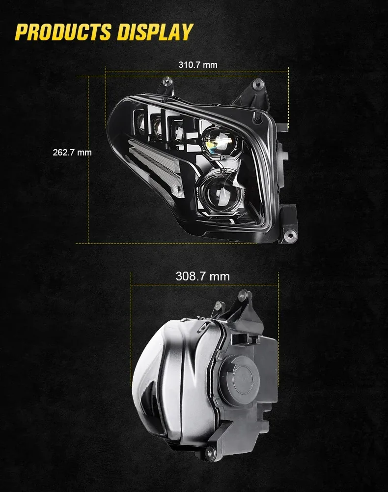 DOT motorcycle headlight with DRL for Honda GoldWing GL1800 2001-2017 Plug and play bike headlamp accessories details