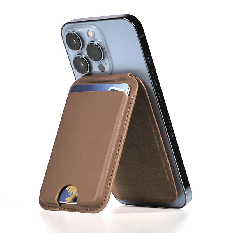 Detachable PU leather magnetic wallet stand with card holder for iPhone 15 and 16
