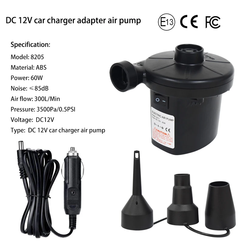 RoHS EMC Approval DC 12V Pump Outdoor Tent air Inflator Car Charger Plug Mini Portable  Inflatable Electric air Inflator