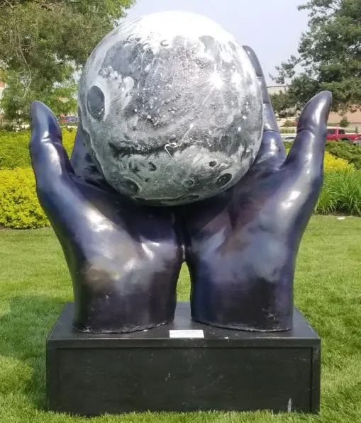 Large Cast Bronze World the Globe with Six Hands Sculpture Metal Garden Sculpture